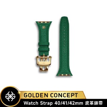 【Golden Concept】APPLE WATCH 41/40/42mm 全粒面義大利皮革錶帶/金框 WSA-FL-GR-G