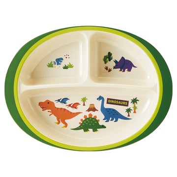M370 三格美耐皿餐盤 恐龍  260 x 195 x 40mm  恐龍 白色 + 綠色  1個