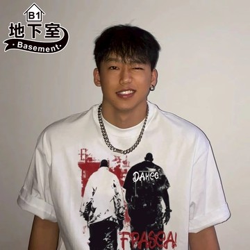 地下室B1- t恤 韓版潮牌復古短袖 寬鬆設計感 男生衣服 上衣 大尺碼5XL【NL625082】