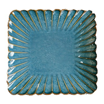 Ciao Li 僑俐餐瓷 菊花正方盤  18 x 18 x 2.5cm  藍色  1個