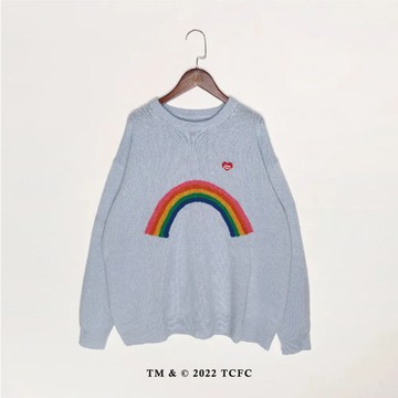 Care Bears原創女款 彩虹喀什米爾羊毛衣   附贈限量悠遊卡