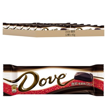 德芙 香濃黑巧克力  43g  12條