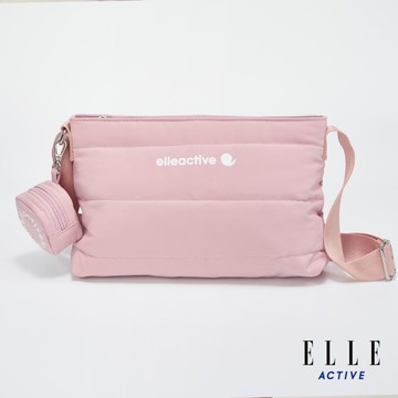 ELLE ACTIVE-蓬蓬雲朵系列 橫式Puffy側背包/斜背包-櫻花粉