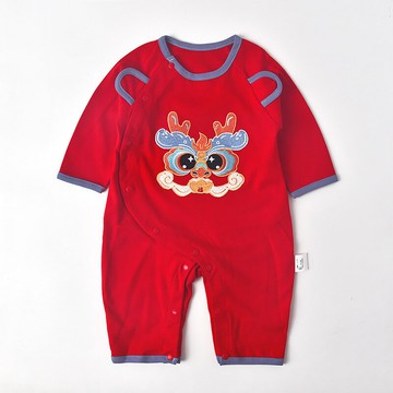 龍年嬰兒哈衣爬服滿月連體衣夏季新款薄款寶寶抓周服國風百天擺酒鑫弘-萌寶童裝可開發票