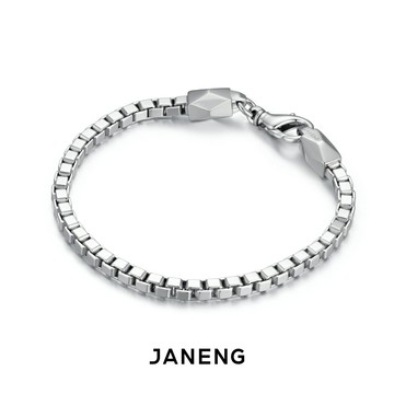 JANENG追岸 925純銀方盒子手鏈 中性個性簡約ins風格情侶禮物