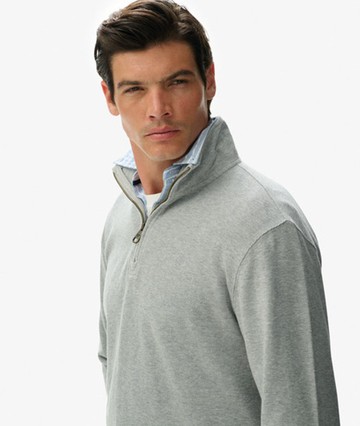 Superdry Men's Ribbed Half Zip Jumper Light Grey Size: Xxl