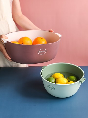 川島屋雙層洗菜盆瀝水籃廚房淘菜盆菜簍網紅水果盤客廳家用菜籃子