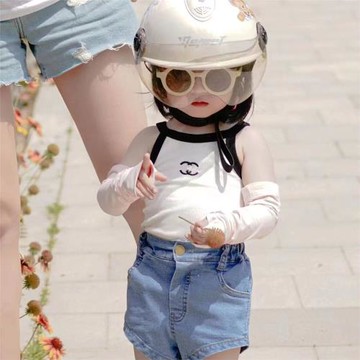 女童吊帶背心夏季女寶小香風吊帶衫韓版寶寶洋氣無袖打底衫潮透氣