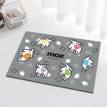 moz瑞典 駝鹿 速乾軟式硅藻防滑地墊- 轉圈圈(沉穩灰)