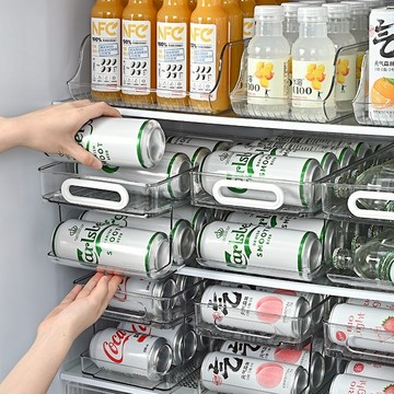 〖 𝑽𝒊𝒗𝒂 𝑯𝒐𝒎𝒆 〗飲料架 可樂 啤酒架 罐裝飲料架 自動滾落 飲料推進器 雙層收納架 櫥櫃收納 冰箱收納 冰箱架