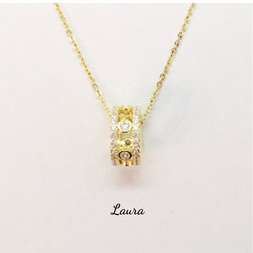 -laura- s925純銀 圓滿晶鑽 轉運 招財 項鍊 鎖骨鍊