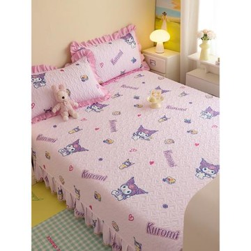 A類三麗鷗全棉榻榻米床蓋卡通花邊炕蓋純棉炕罩防滑夾棉加大床單