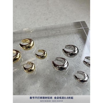 PAUSA ANN 極簡飽滿橢圓水滴百搭金銀耳釘