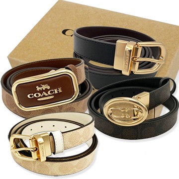 【COACH】經典LOGO女款皮帶附原廠禮盒(多款供選)