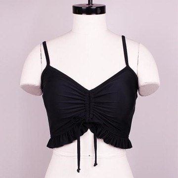 分體游泳衣比基尼上衣單件女褶皺個性荷葉邊顯瘦泡溫泉裝復古