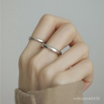 💍限時下殺💍高級感霧麵磨砂素圈可調節S925純銀戒指女簡約小衆設計情侶對戒男