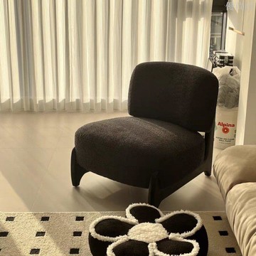 設計師實木單人沙發椅客廳輕奢極簡風休閒陽臺羊羔絨懶人沙發椅