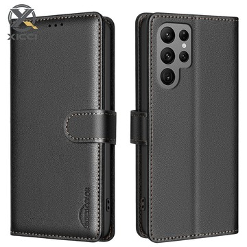 SAMSUNG XICCI RFID 屏蔽保護皮革翻蓋手機殼適用於三星 S25 Ultra/S25 Plus/S25/S