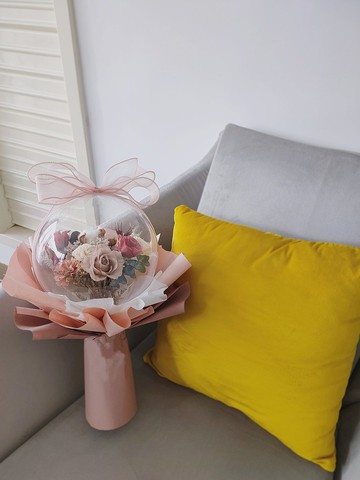 Sheer Whisper 絮語藏花_溫柔豆沙奶茶系波波球花束 波龍 求婚