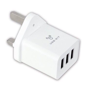 Dr.AV 聖岡科技 POWER BULL 英規T型3USB充電器3.1A【UTA-87】
