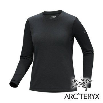 【Arc'teryx 始祖鳥】女Taema Thermal羊毛長袖圓領衫『雜黑』X010258 戶外 露營 登山 健行 休閒 時尚 羊毛 長袖 保暖 禦寒 上衣