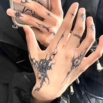 發2套【無欲無求】真實感半永久刺青圖案草本紋身貼仿真持久男