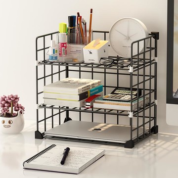 桌上置物架桌面收納學生宿舍簡易書架辦公室多功能鐵藝整理小架子~免運 開發票