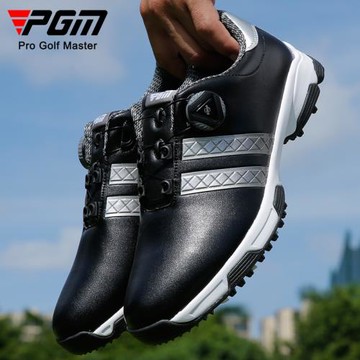 PGM 高爾夫球鞋男士旋鈕鞋帶休閑運動鞋golf男鞋防水黑色鞋子