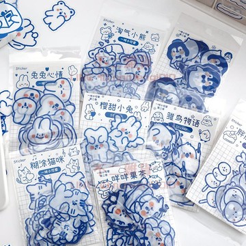 可愛小熊手賬防水貼紙手機殼兔子少女手帳卡通水杯貼畫小圖案【不二雜貨】