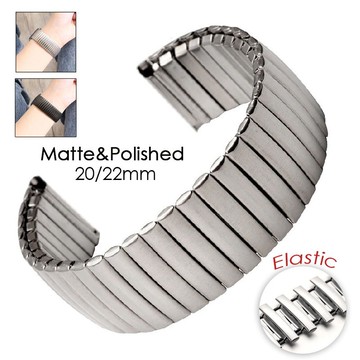 20 毫米 22 毫米不銹鋼彈性錶帶啞光拋光錶帶拉伸膨脹金屬通用手鍊女士男士腕帶適用於華為手錶 GT4/3/2