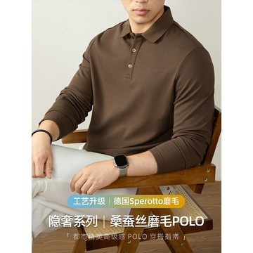 【隱奢質感】桑蠶絲磨毛抓絨POLO衫男士秋冬保暖商務通勤翻領上衣鑫弘-衣錦男裝