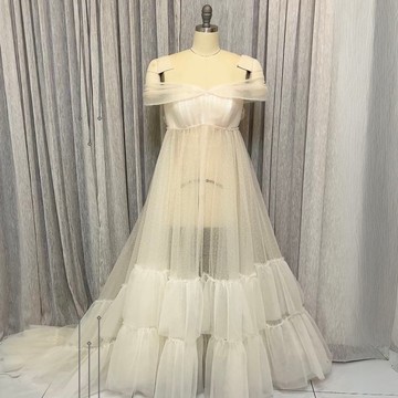 透膚香檳米孕婦禮服