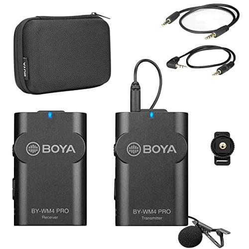 BOYA BY-WM4 Pro 2.4GHz Wireless Lavalier Microphone System Compatible with DSLR Cameras, Camcorders, iPhone, Android Smartphones, and Tablet