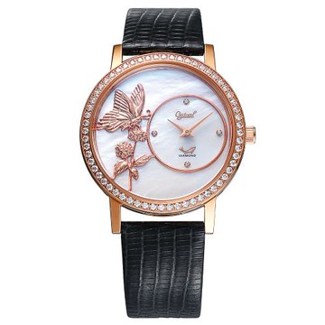 【Ogival 愛其華】蝶戀花石英珠寶錶 (380-902DLR) 母貝面