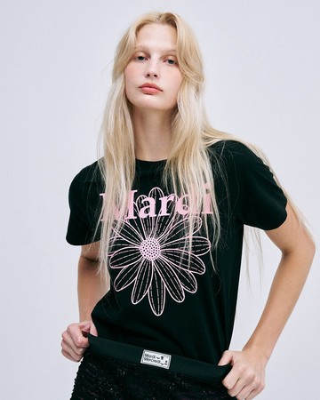 MARDI MERCREDI 印花短TEE 黑色 經典小雛菊 粉花 修身 短版 SLIM TSHIRT FLOWERMARDI