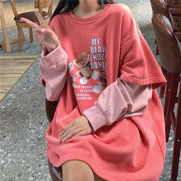 潮牌ulzzang假兩件衛衣女秋冬寬松韓版ins潮慵懶風bf學生外套上衣