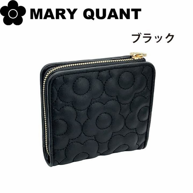 極美品】 マリークワント MARY QUANT 二つ折り財布 ラウンドジップ