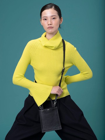 UUIN_黃色反折高領毛衣