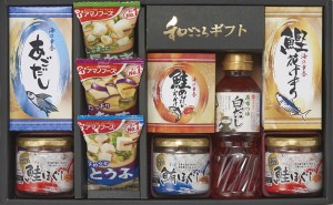  白だしバラエティセット 鮭ほぐし (50g)×2 昆布つゆ白だし (300ml) 鮪ほぐし (50g) あごだし (6g×4) 鮭めん