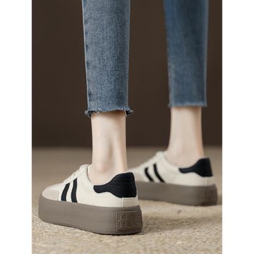 厚底德訓鞋女夏復古小白鞋2025春季新款女鞋真皮拼色休閑運動板鞋