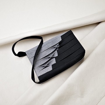 立體打褶 小托特包 / 帆布包 / 手提 側背 / 雙拼色