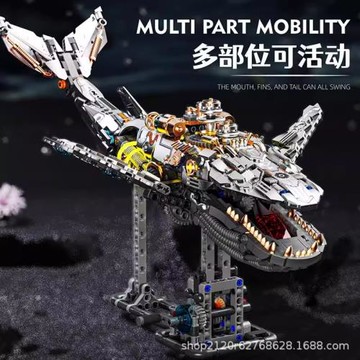 鯨魚機械積木2025年新款電動高難度益智拼裝模型擺件男生兒童禮物