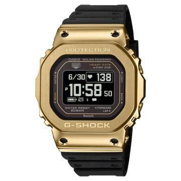 【CASIO 卡西歐】G-SHOCK G-SQUAD  藍芽太陽能電力 日常訓練 運動健康理念錶款 GM-H5600-9 金_44mm