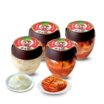 韓味不二 韓味道-泡菜系列4入(泡切/柚香/蘿蔔/辣醋/原味醋/綜合醬菜)(700g*4)