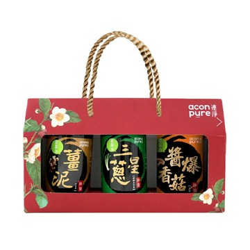 連淨苦茶油拌醬禮盒3入組(薑泥拌醬/三星蔥拌醬拌醬/醬爆香菇拌醬) 過年禮盒 年節禮盒 新年禮盒 春節禮盒