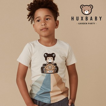 澳洲 Huxbaby 熊熊好朋友有機棉系列賽車小熊上衣