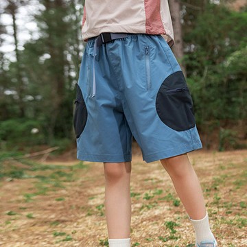 babybody - 輕薄透氣吸濕速乾短褲-撞色圓口袋-藍色