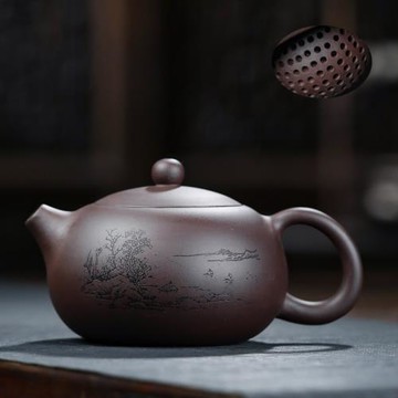 宜興原礦紫砂壺卡口大西施手工壺球孔西施420毫升