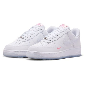 NIKE 休閒鞋 AIR FORCE 1 白粉 彩虹鞋扣 蛇紋 小勾 吊飾 果凍底 女 IV4453-100