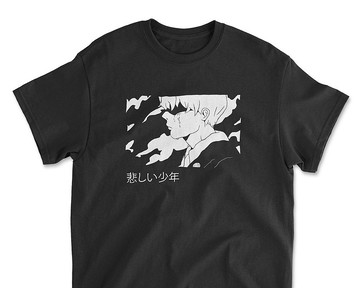 Sad Boy 動漫 T 恤 100% 純棉 寬鬆版型 T 恤